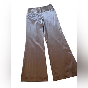 Antonio Melani Gray Pewter Satin Shiny silky wide leg high waist party pants!